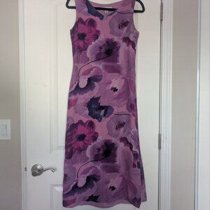 Petite Sophisticate Size 4 Silk Sleeveless Dress Purple Floral
